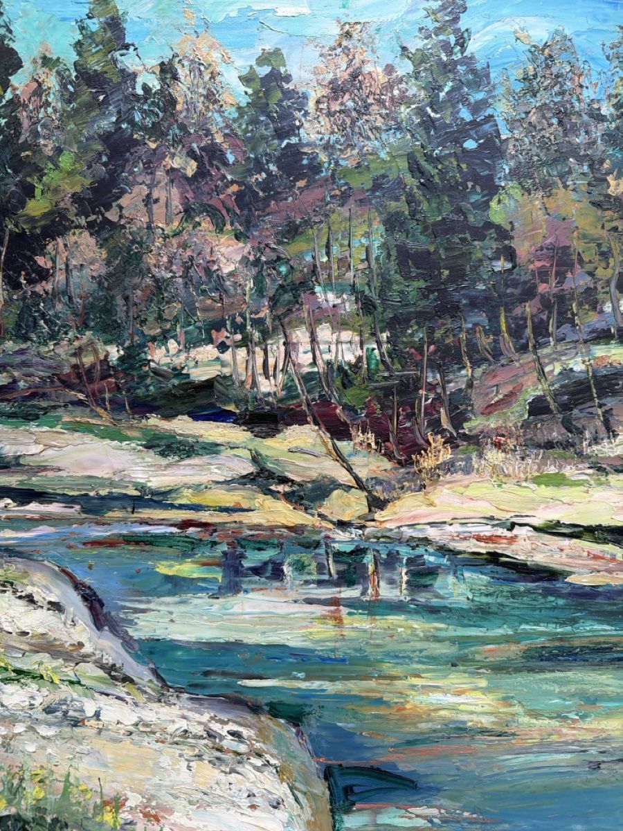 Dipinti: Gemälde von Otto Derrer, Landschaft am Fluss. – Usato da Biberist venduto da Momo33 2
