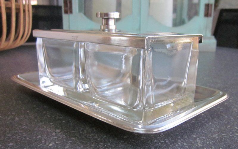 Set di piatti: Art Deco Marmeladenset Glas mit Deckel Tablett Wellner vers. – Usato da Bischofszell venduto da raika