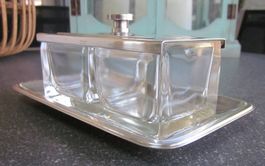 Art Deco Marmeladenset Glas mit Deckel Tablett Wellner vers.