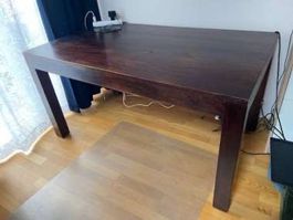Table à manger marron bois massif 90x140cm