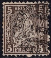 SCHIFFSBUREAU R.UFER Z.S. a. 5 Rp. Sitzende Helvetia (Faser)