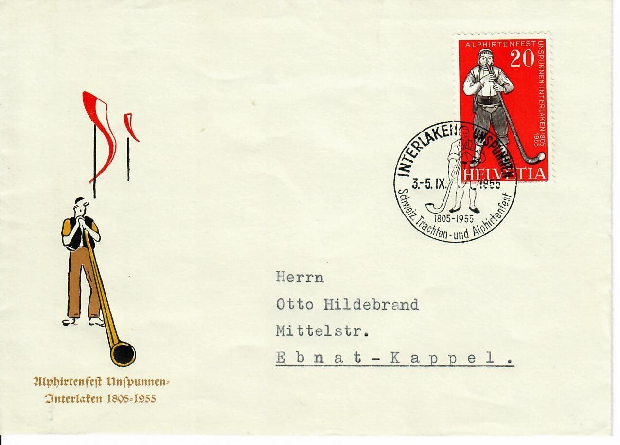 Tutti i francobolli: Alphirtenfest Unspunnen Interlaken 1955 – Usato da Hochdorf venduto da Ziegel-16