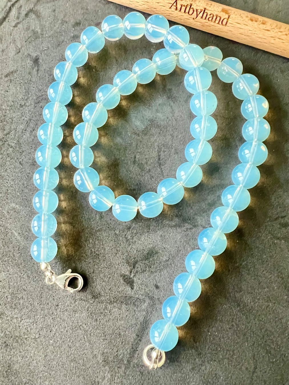 Catenine: Opalit Collier Silber 925 mit seidigem Schimmer 49 cm Unikat – Nuovo (secondo la descrizione) da Ruswil venduto da artbyhand 5