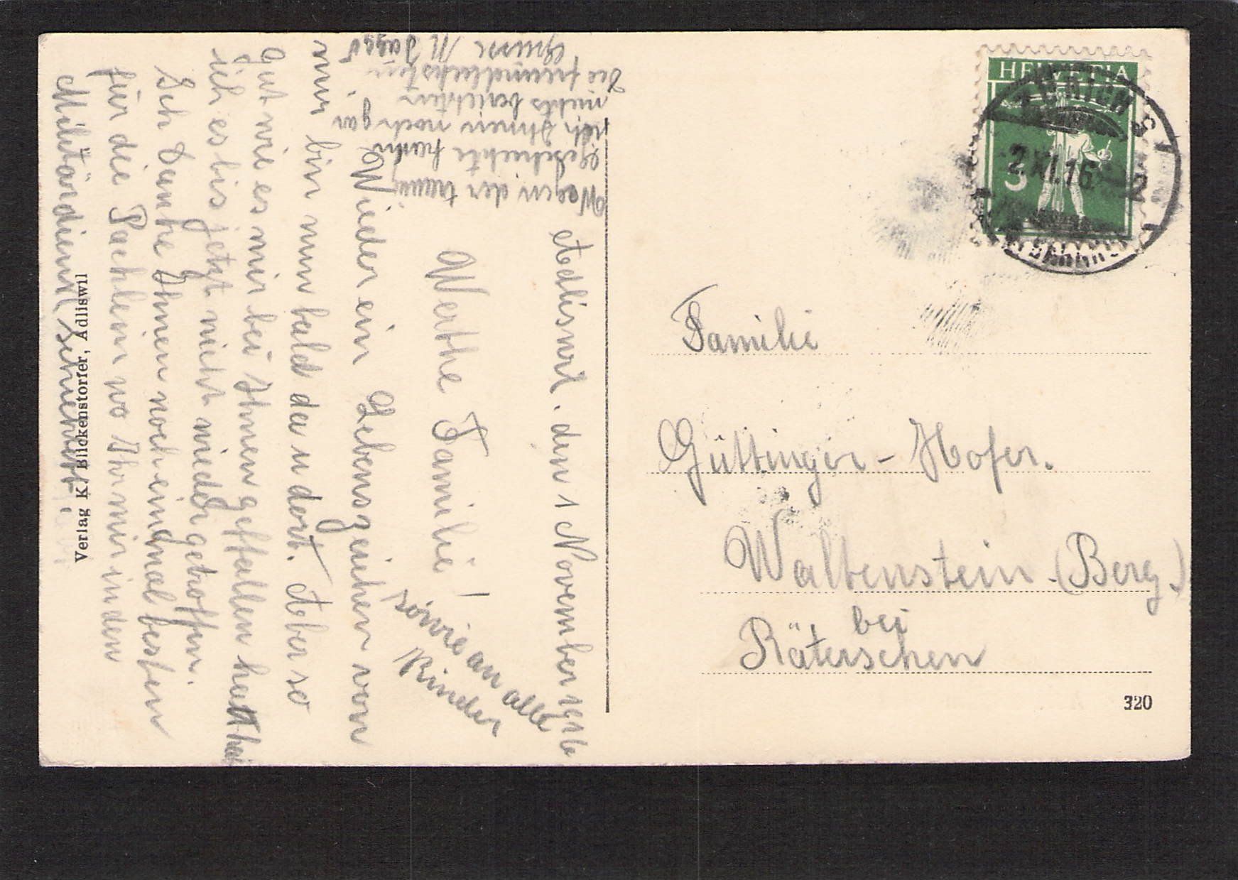 Cartoline postali: #Adliswil ZH , im Sood , gel. 1916 – Usato da Reichenburg venduto da Pipo-67 1