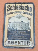 Antikes Werbe - Schild Schlesische Feuerversicherung Agentur