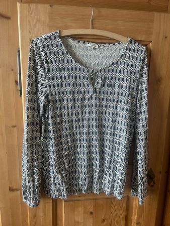 Tom Tailor Langarmshirt geometrisch blau weiss Grösse XS