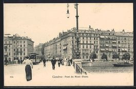 Geneve, Pont du Mont-Blanc, Strassenbahn