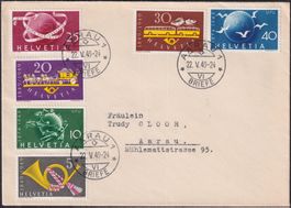 1949, Nr.291-296, UPU-Frankatur (6 Marken!) sauber von AARAU