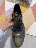 Scarpe stringate vintage in pelle verde scuro, numero 39