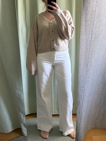 Wide High Jeans, weiss, weiter Schnitt, Grösse 38