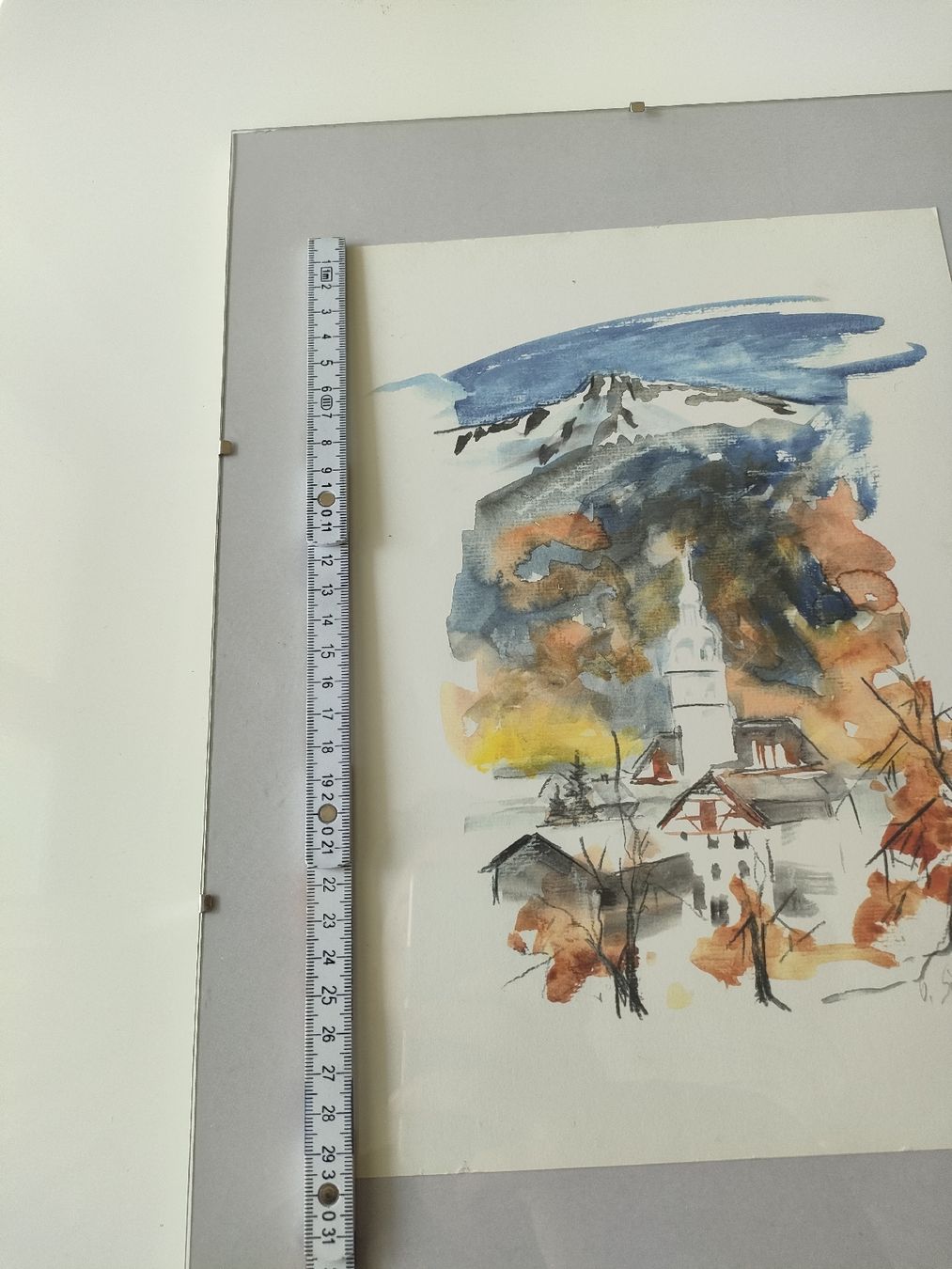 Dipinti: Winterliches Aquarell: Schweizer Dorf mit Bergpanorama – Usato da Weiningen TG venduto da NumisBila 4