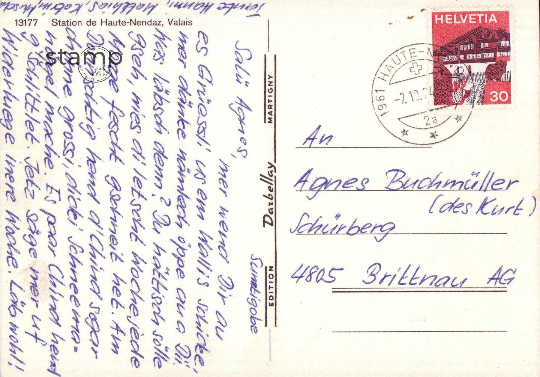Cartoline postali: 1974 AK Station de Haute-Nendaz – Usato da Eggersriet venduto da stamp303 1