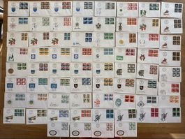 Schweiz - 68x FDC und Sonderbriefe nur 4er Blocks hoher KW e