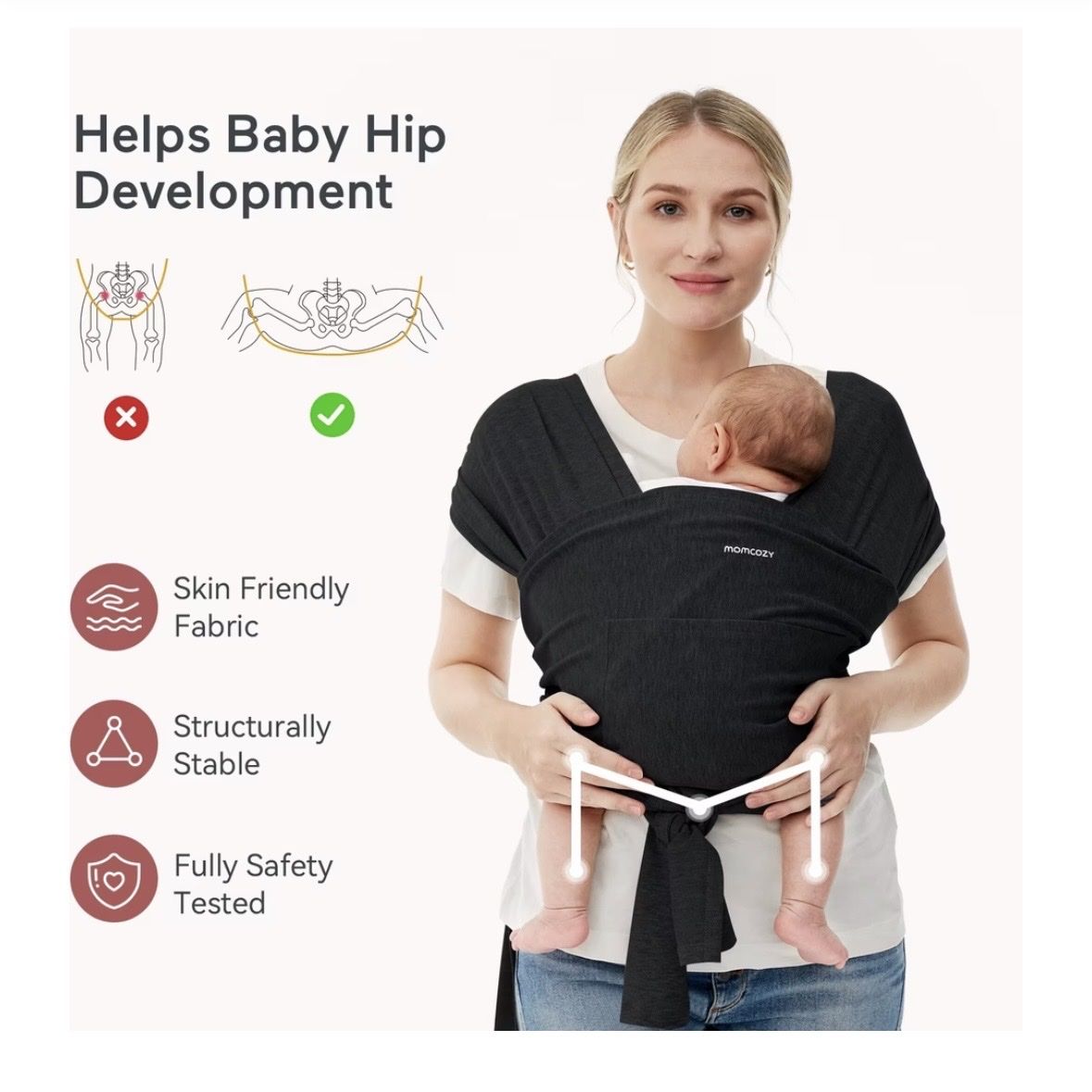 Momcozy Bauch- & Rückentragen: Momcozy Tragetuch Schwarz  – Gebraucht aus Lyss von Prinzess99