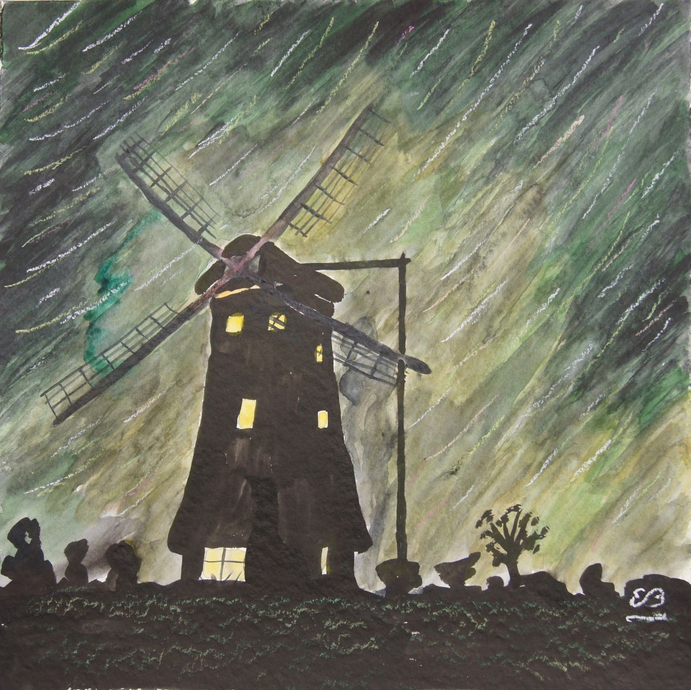 Dipinti: Aquarell: The windmill – Nuovo (secondo la descrizione) da Fribourg venduto da erw_68dx