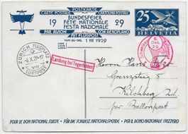 1929 Bundesfeier-PK 25 Rp. Flugpost Nr.49I (Kat 50.) für 9.-