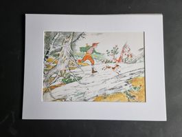 ALOIS CARIGIET   MONTIERT AUF  PASSEPARTOUT GUTER ZUSTAND
