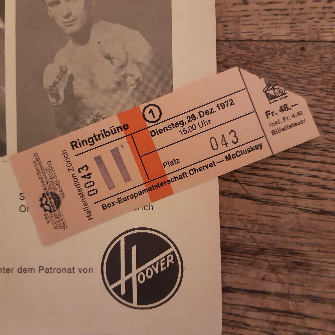 Dokumente: Programmheft EM Box-Kampf Chervet - MC Cluskey 1972 + Ticket – Gebraucht aus Basel von Tamtam70 1
