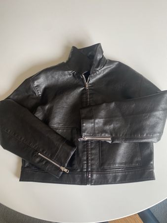 Kunstlederjacke schwarz-braun Retrostil
