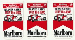 3 Aufkleber "Marlboro British Grand Prix Brands Hatch 1982"