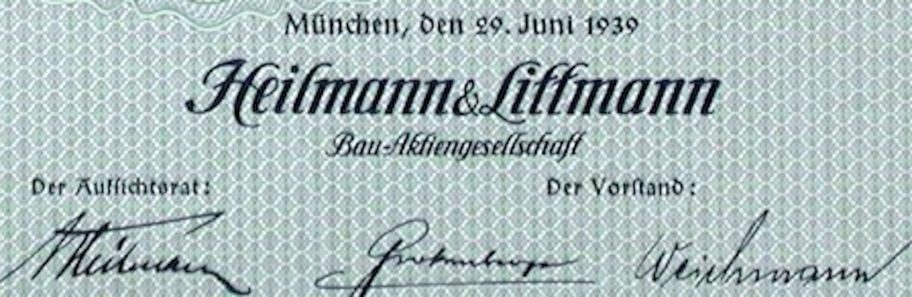 Dokumente: Heilmann & Littmann Bau-AG, München - 1939 – Gebraucht aus Solothurn von Sgasche 1