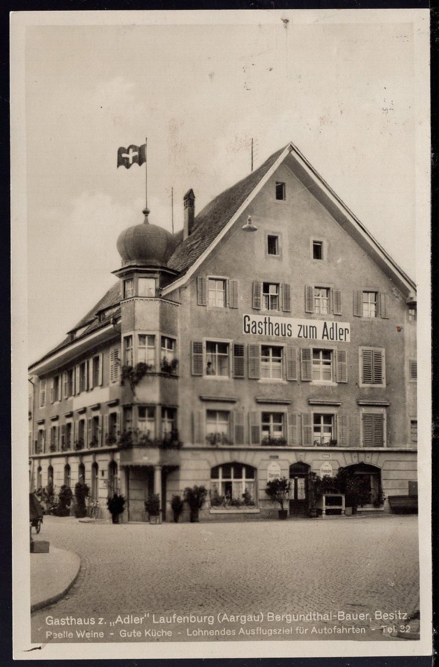 Cartoline postali: LAUFENBURG Gasthaus Adler  1932 – Usato da Aarau venduto da kufi44
