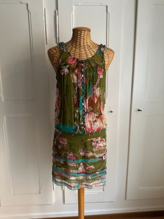 Seide Kleid bunt gemustert - XS