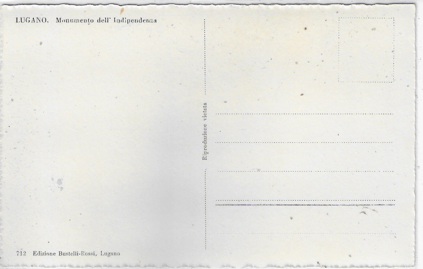 Cartoline postali: Lugano - Monumento dell' Indipendenza - animee – Usato da Ettingen venduto da Kartenplanet 1