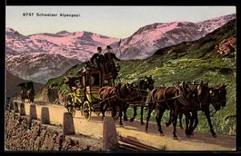 AK Kutsche der Schweizer Alpenpost