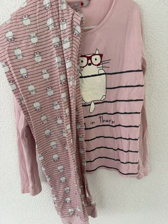 Boboli Pyjama Schlafanzug Gr. 140 Mädchen Katze Rosa