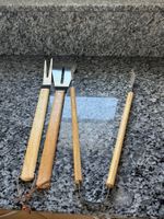 Grillbesteck-Set, 3-teilig, Holzgriff - Sommer, Grillzeit!