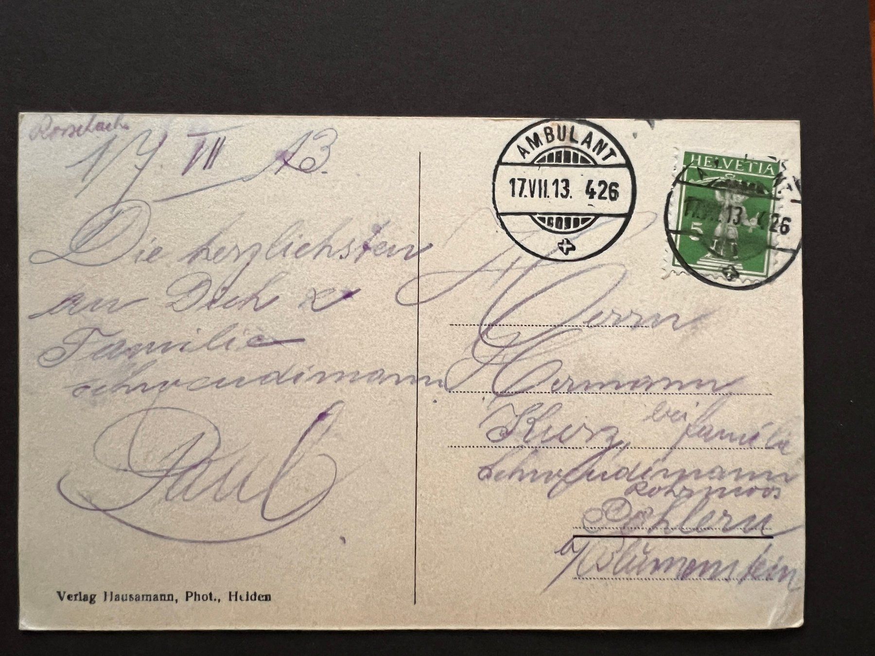 Cartoline postali: Postkarte Rorschach1913  (P357) – Usato da Hinwil venduto da Sidi4 1
