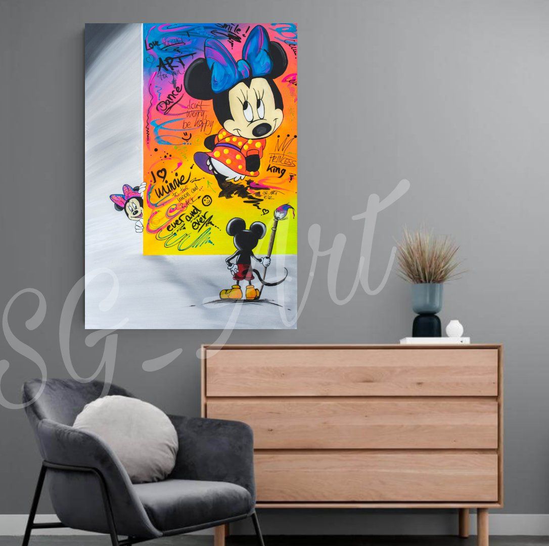 Gemälde: Acrylbild Micky und Minnie Mouse Disney Comic Unikat – Neu und originalverpackt aus Rheinau von Sussel 6