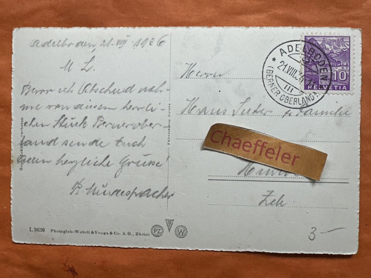Cartes postales: Alte Ansichtskarte  von Adelboden mit Ziegen 1936  – D'occasion à Zürich par Chaeffeler 1