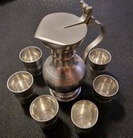 Vintage Zinn Set: Krug mit 6 Bechern - Top Zustand!