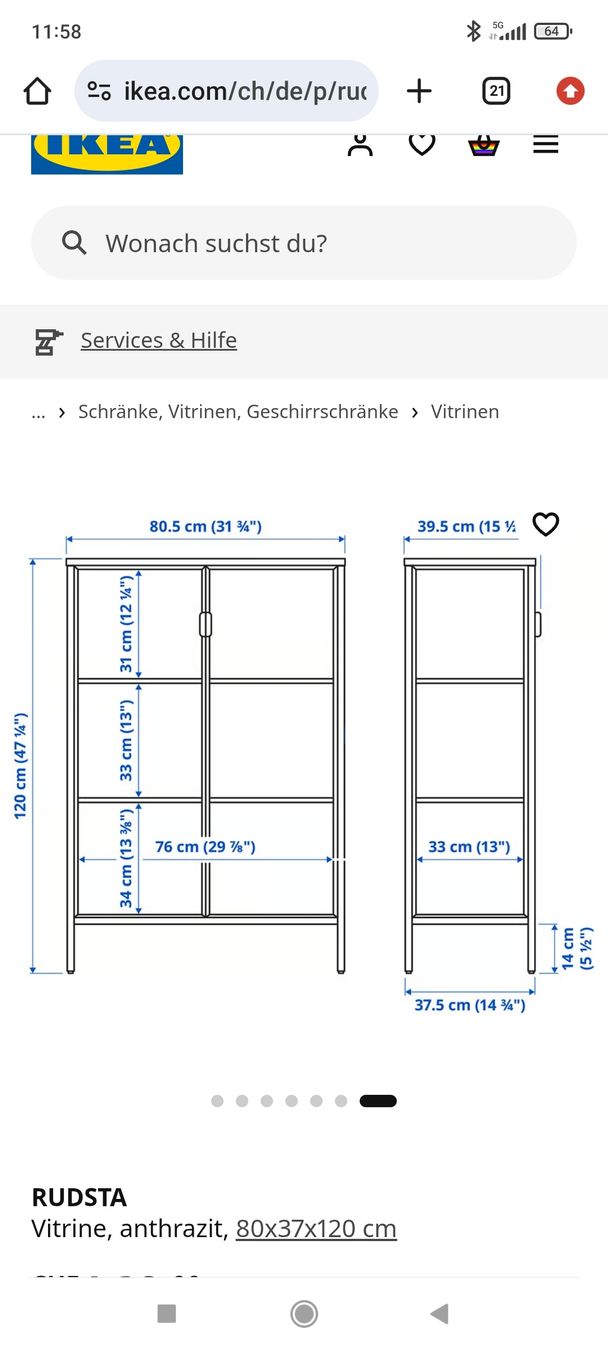 Ikea Vetrine: IKEA Glass Vitrine schwarz – Usato da Herisau venduto da jea_2ngw 2