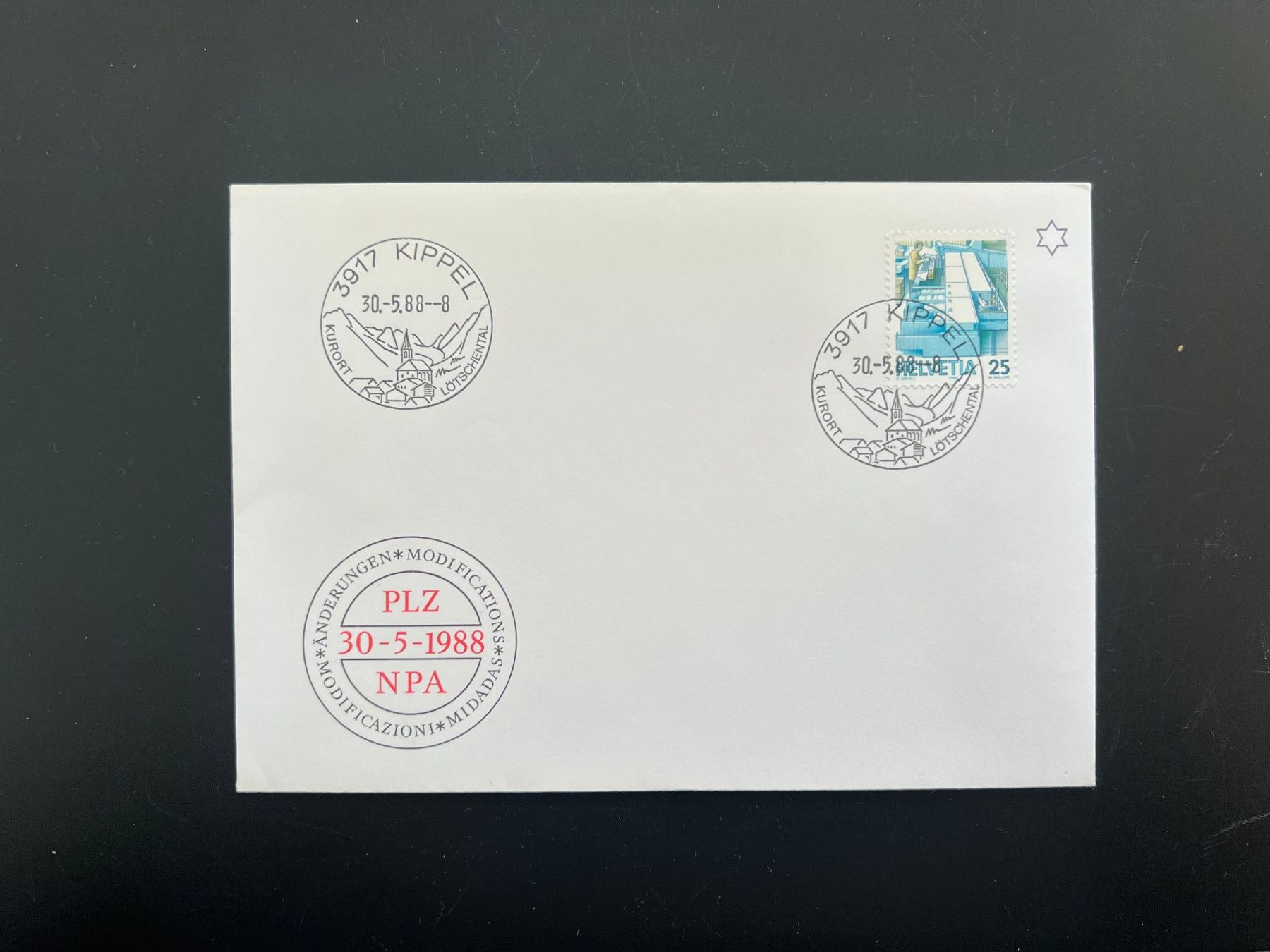 Tutti i francobolli: Kippel  Erstagbrief-Werbe-Stempel  (M908) – Usato da Hinwil venduto da Sidi4