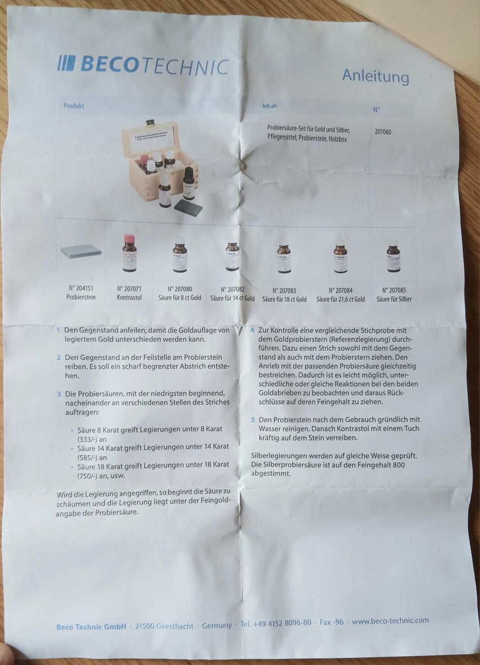 Sonstiger Schmuck: Kit de test pour or et argent Beco Technic  – Neu und originalverpackt aus Les Sciernes-d'Albeuve von mel_8wpv 4