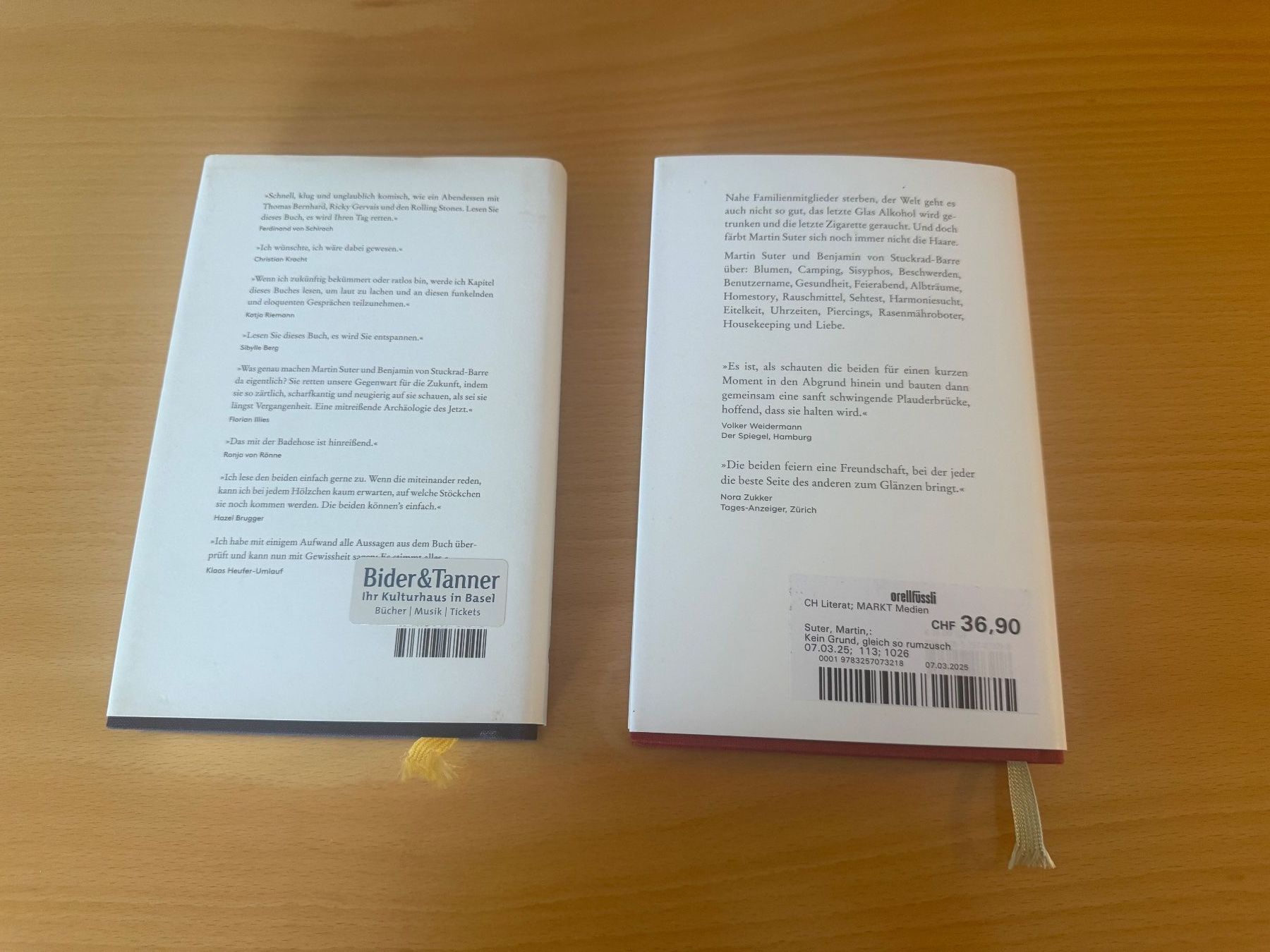 Libri: Martin Suter & Benjamin von Stuckrad-Barre – Usato da Bättwil venduto da Partner3 2