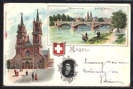 Litho Basel, Wettsteinbrücke und Münst