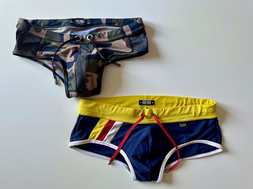 es-badehosen-camouflage-und-blau-gelb-gr-sse-l-gebraucht-in