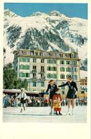 Alte AK von Pontresina - Hotel Languard mit Eislaufplatz!