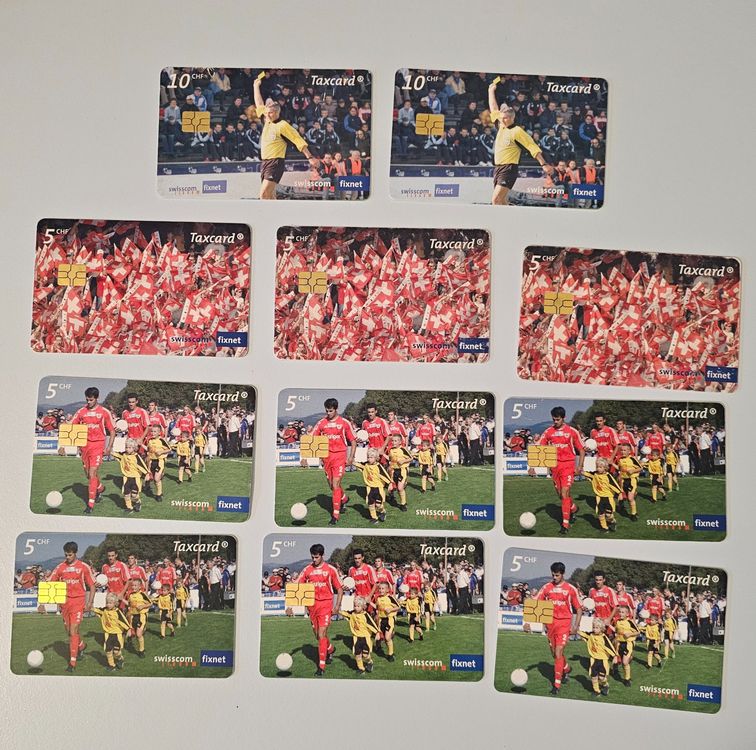 Swisscom Cartes de téléphone: 11x Swisscom Fussball Taxcards / Telefonkarten – D'occasion à Burgdorf par Paedii01