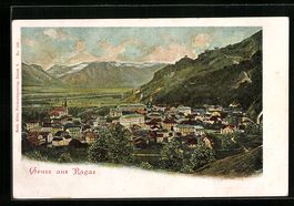 Ragaz, Ortsansicht mit Umgebung aus der 