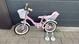 Kinderfahrrad rosa Korb Sitz Grösse 14 Zoll guter Zustand