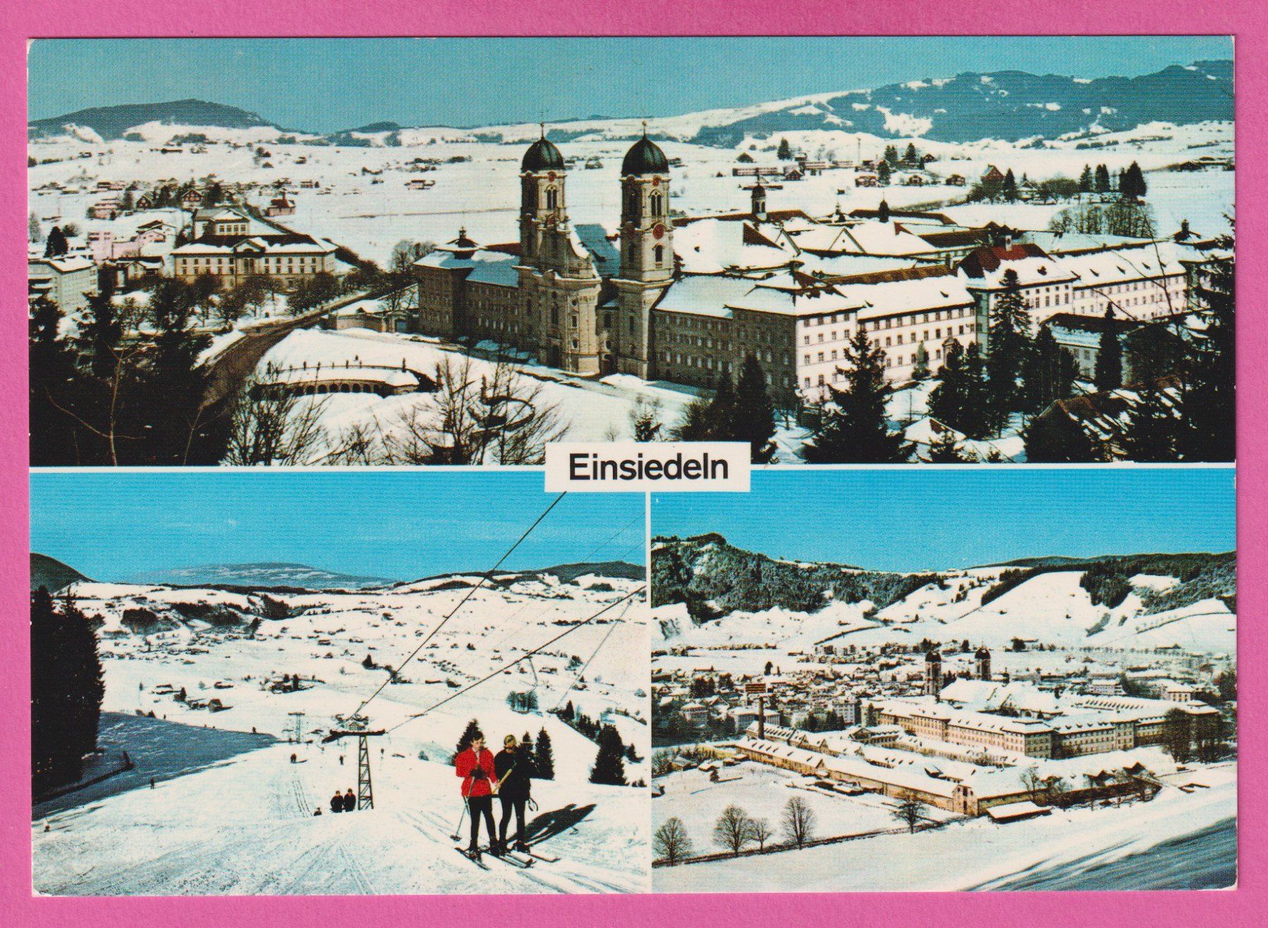 Ansichtskarten: Einsiedeln 3-Bild Karte mit Skilift – Gebraucht aus Einsiedeln von