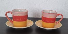2 Tassen Kaffe Tee mit Unterteller von CreaTable