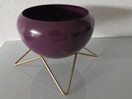 Livarno Home Deko-Blumentopf, violett mit Goldgestell. OVP!