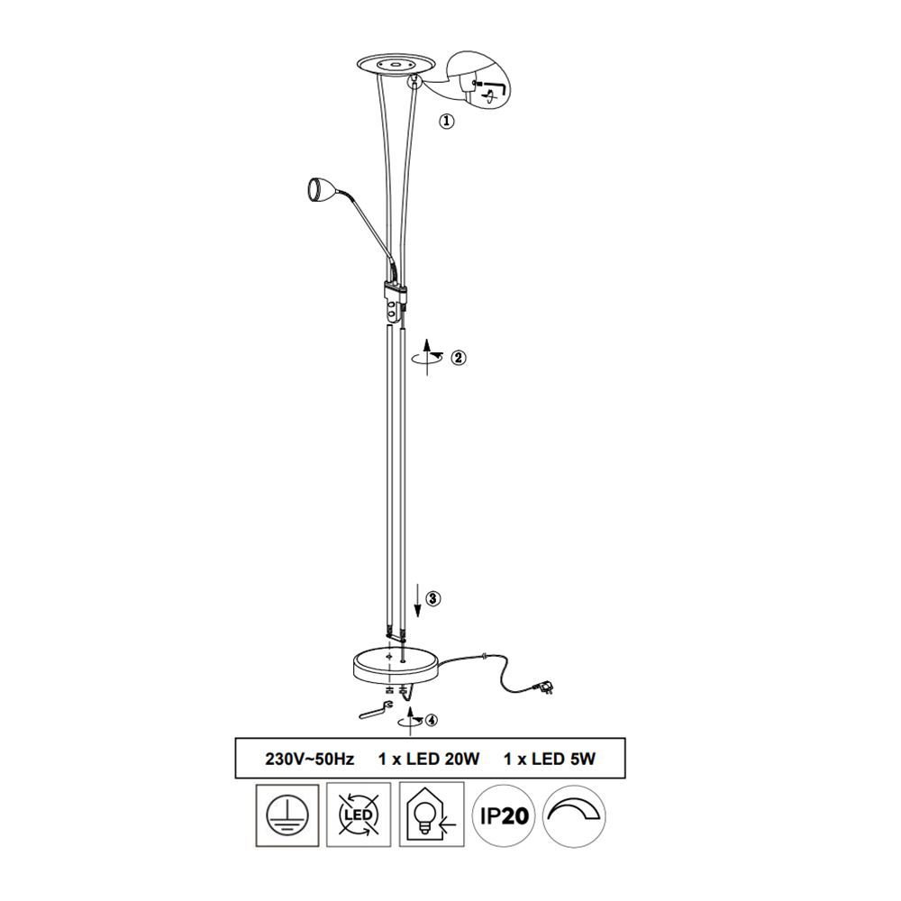 Lampade: LED Fluter, Dimmer, 180 cm Höhe – Nuovo (secondo la descrizione) da Kreuzlingen venduto da Smart-Light 4
