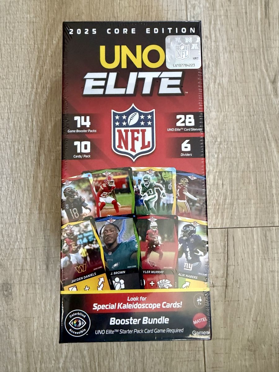 Mattel Spiele: NFL UNO Elite Booster Bundle 2025 Core Edition – Neu und originalverpackt aus Oberembrach von theZaz